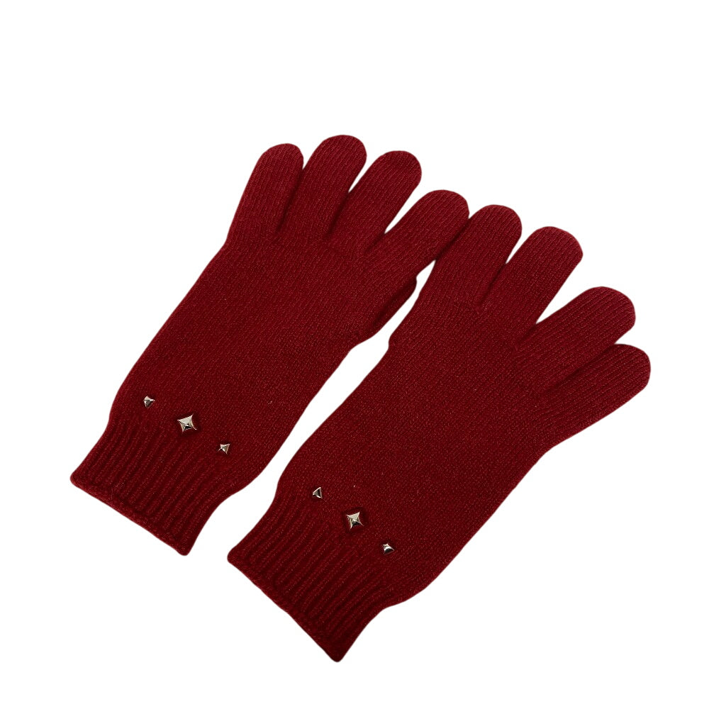 Hermes Gloves Cashmere, Wool Red Studs Darling M