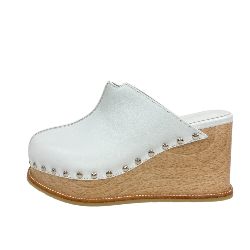 Hermes Sandals Leather White Studs 36