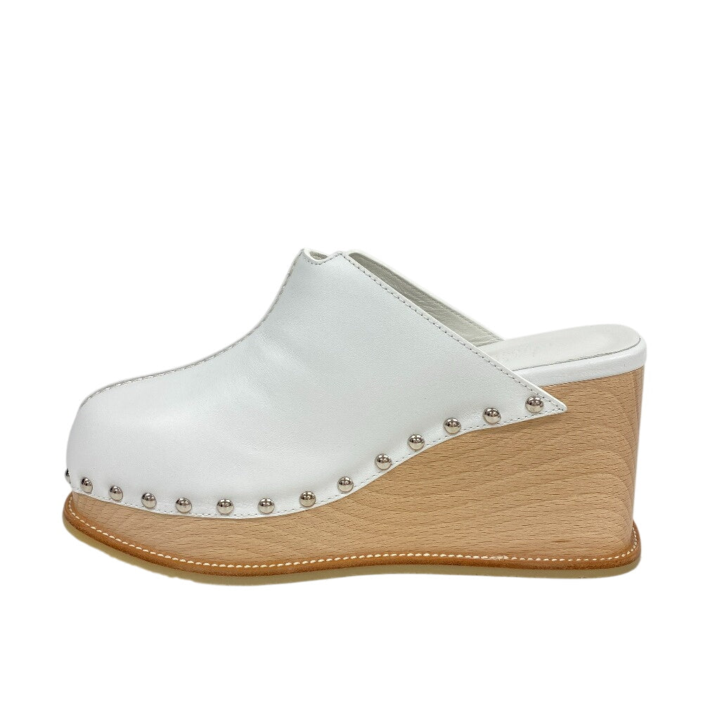 Hermes Sandals Leather White Studs 36