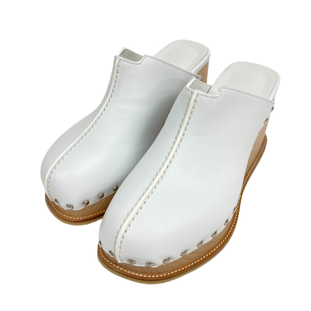Hermes Sandals Leather White Studs 36