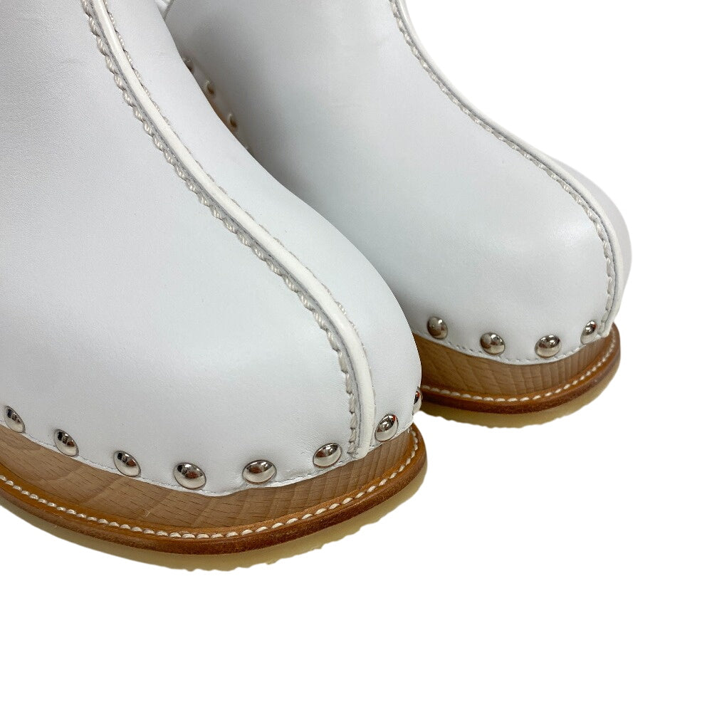 Hermes Sandals Leather White Studs 36