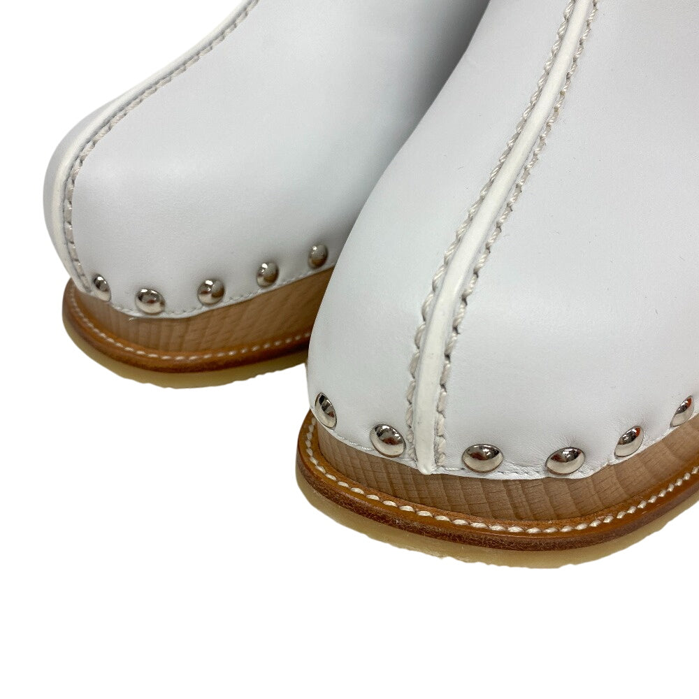 Hermes Sandals Leather White Studs 36