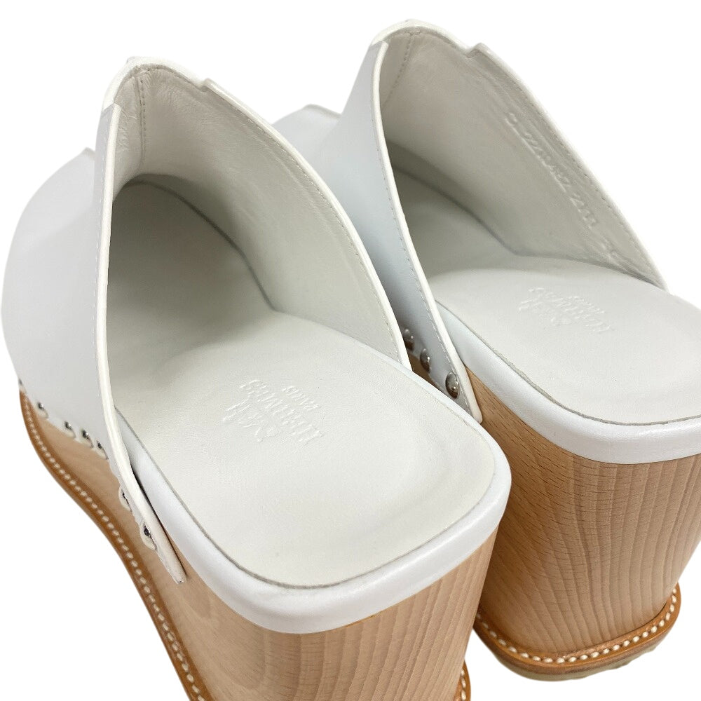 Hermes Sandals Leather White Studs 36