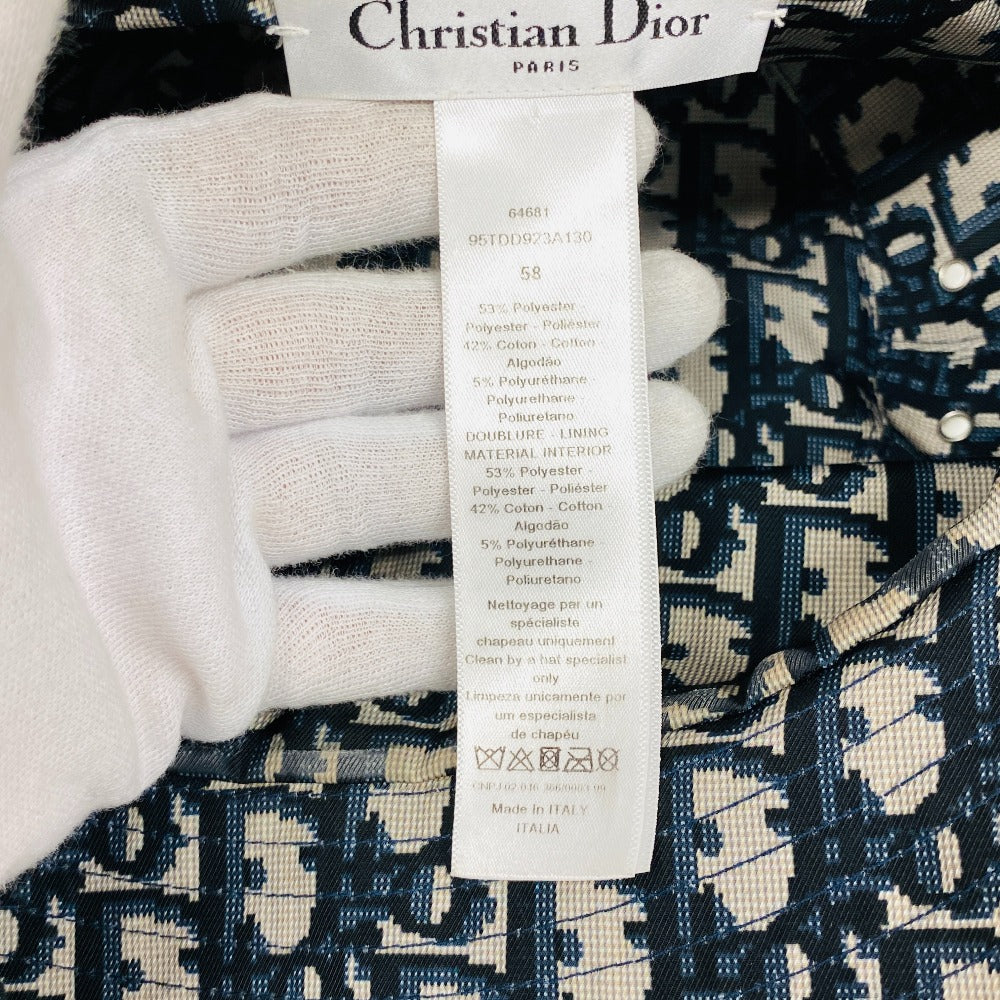 Christian Dior Other Hats 95Tdd923A130 Polyester, Cotton Navy Reversible Bucket Hat Teddy D Oblique