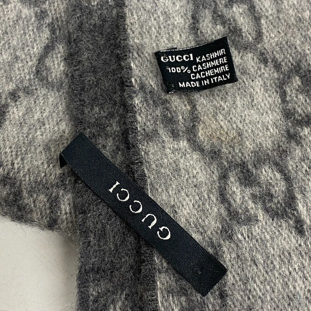 Gucci Scarf Cashmere Gray Gg Pattern Women(Unisex)