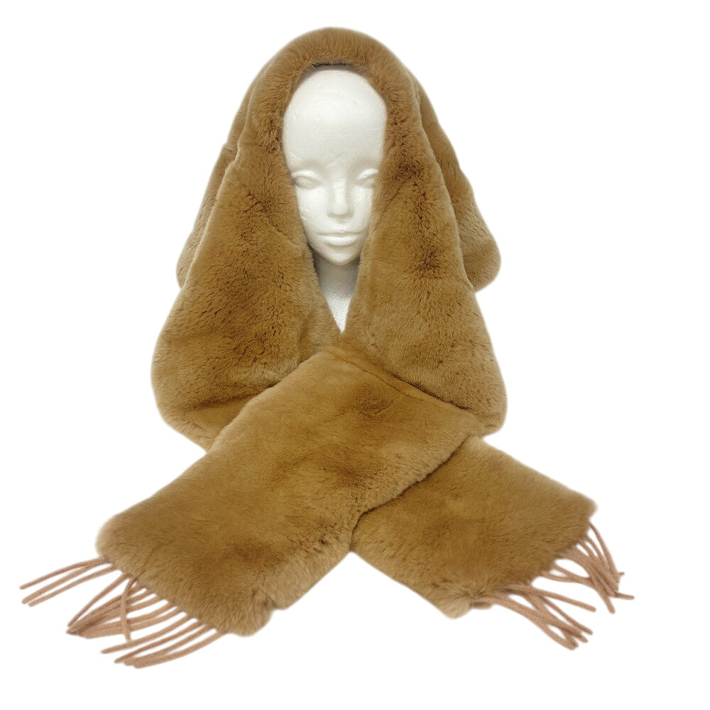 Max Mara Scarf Cashmere, Rabbit Beige Hood Muffler Women