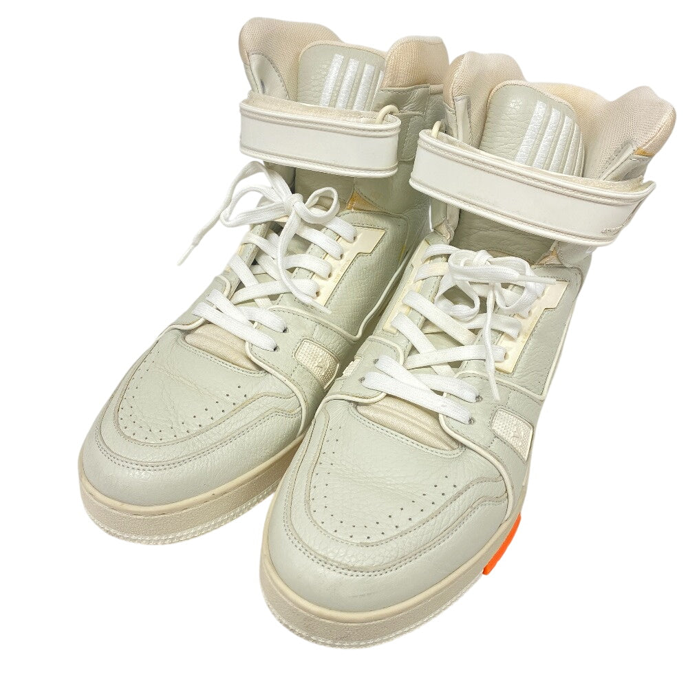 Louis Vuitton Sneakers Leather Gray High Cut Sneakers Lv Trainer Mens 7 1/2