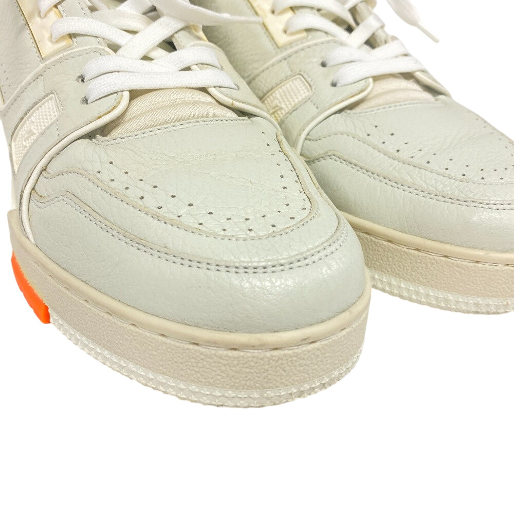 Louis Vuitton Sneakers Leather Gray High Cut Sneakers Lv Trainer Mens 7 1/2