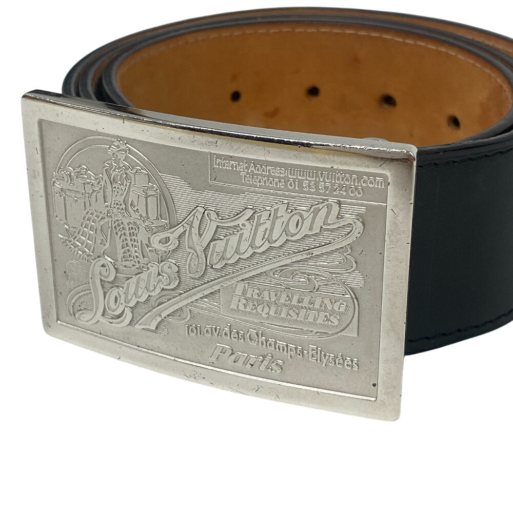 Louis Vuitton Belt M6812Q Leather Black Jeans Belt Santur Mens 90/36