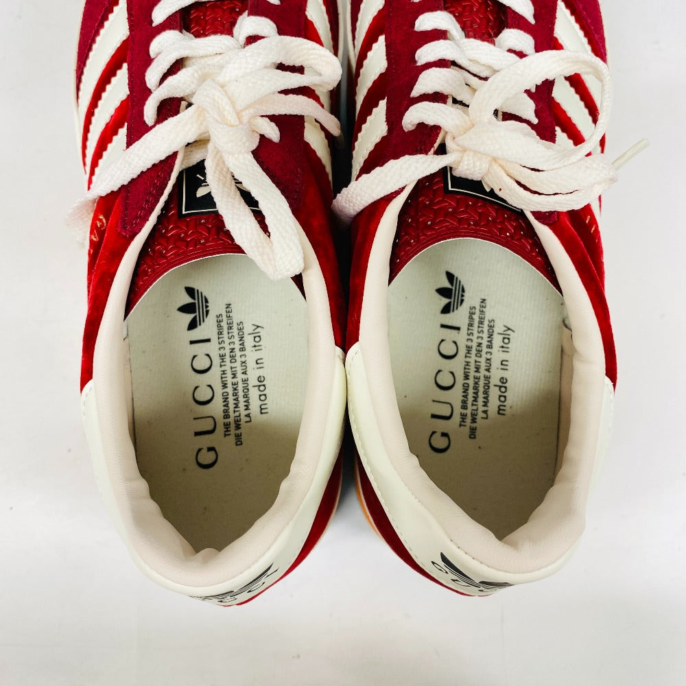 Gucci Sneakers 707871 Suede, Velvet Red Adidas Thick Sole Gazelle Three Stripes Mens 42 1/2