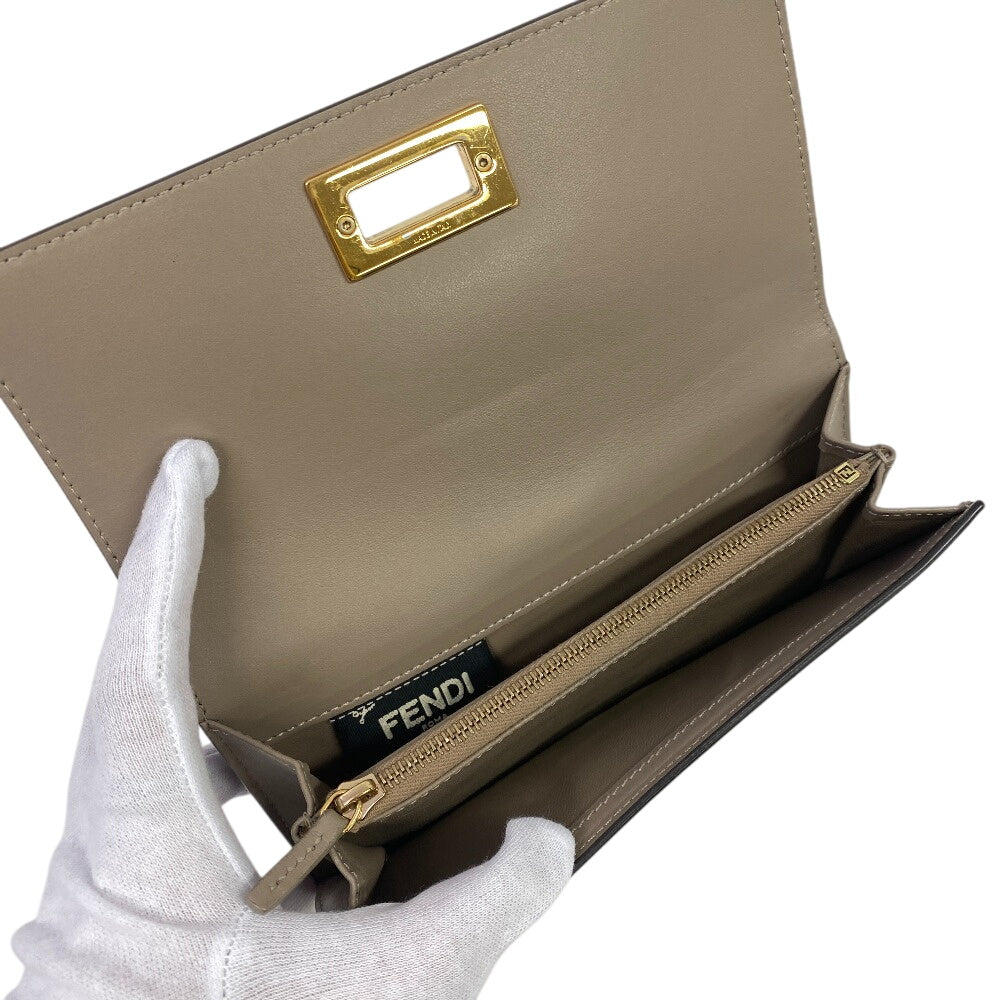 Fendi Long Wallet Purse 8M0308 Calfskin Gurege Tortoise Pattern Peekaboo Women