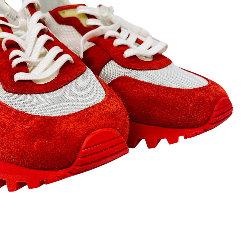 Louis Vuitton Sneakers Suede, Mesh Red V Runner Line Lv Logo Women Uk11