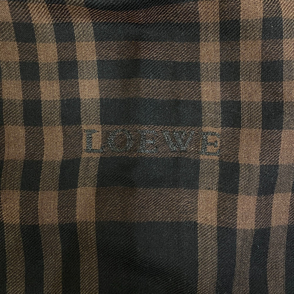 Loewe Scarf Silk, Wool Brown Check Fringe Women