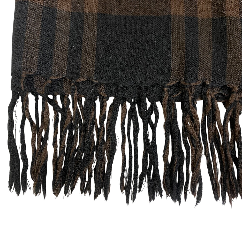 Loewe Scarf Silk, Wool Brown Check Fringe Women