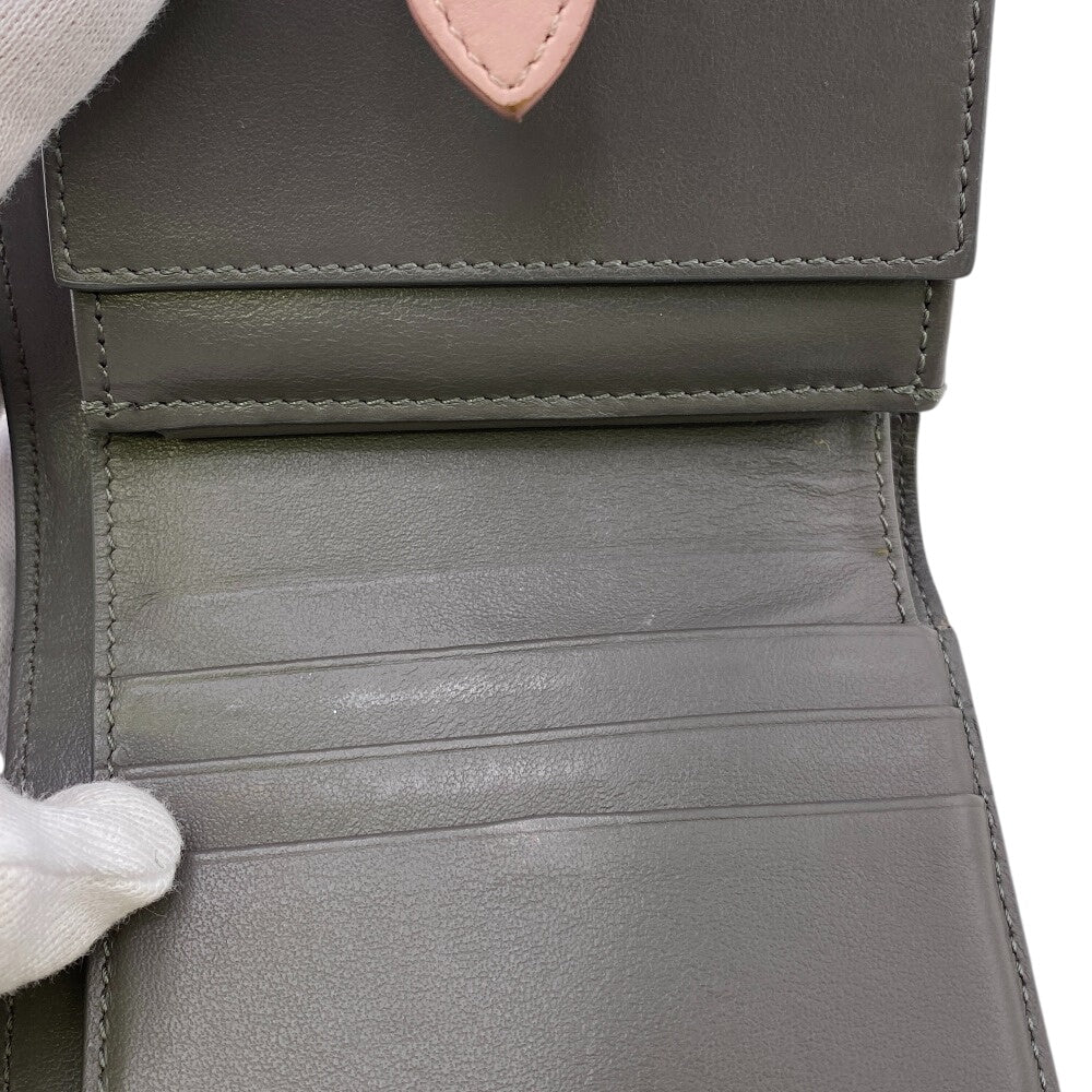 Celine Bifold Wallet Leather Gray Small Strap Wallet Women