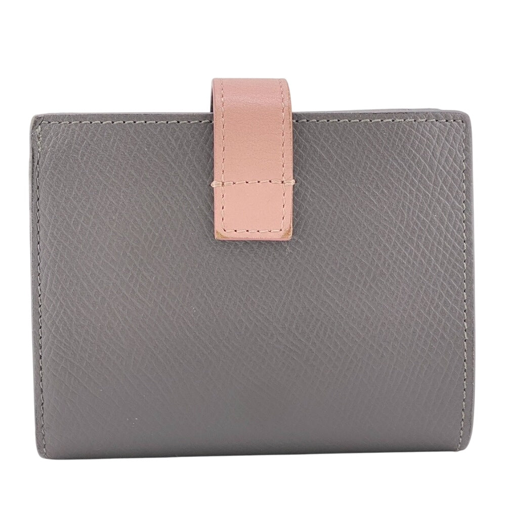 Celine Bifold Wallet Leather Gray Small Strap Wallet Women