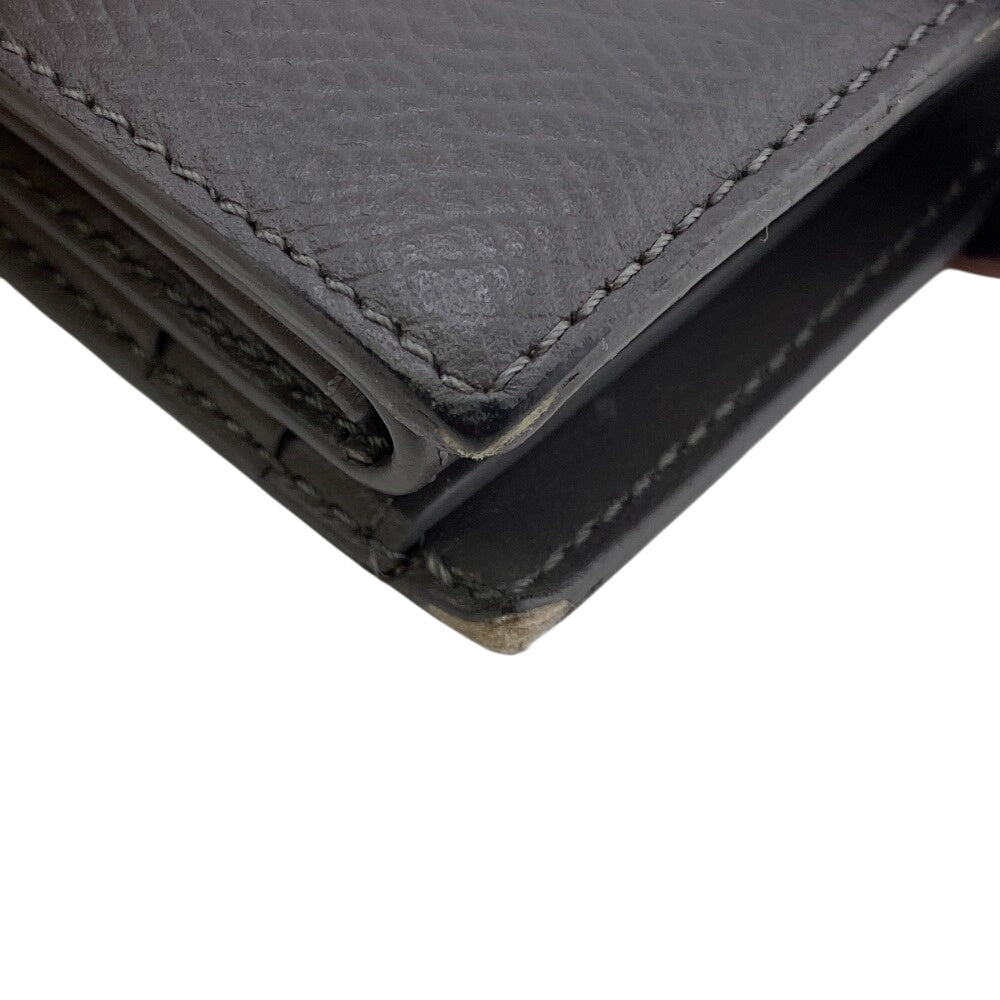 Celine Bifold Wallet Leather Gray Small Strap Wallet Women