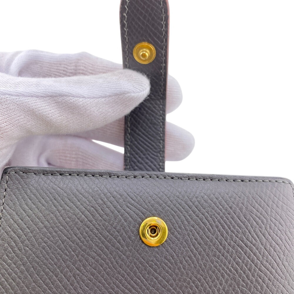 Celine Bifold Wallet Leather Gray Small Strap Wallet Women