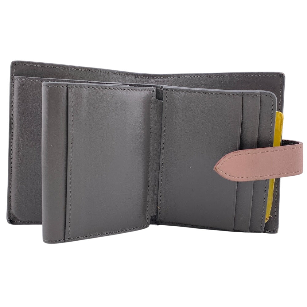 Celine Bifold Wallet Leather Gray Small Strap Wallet Women