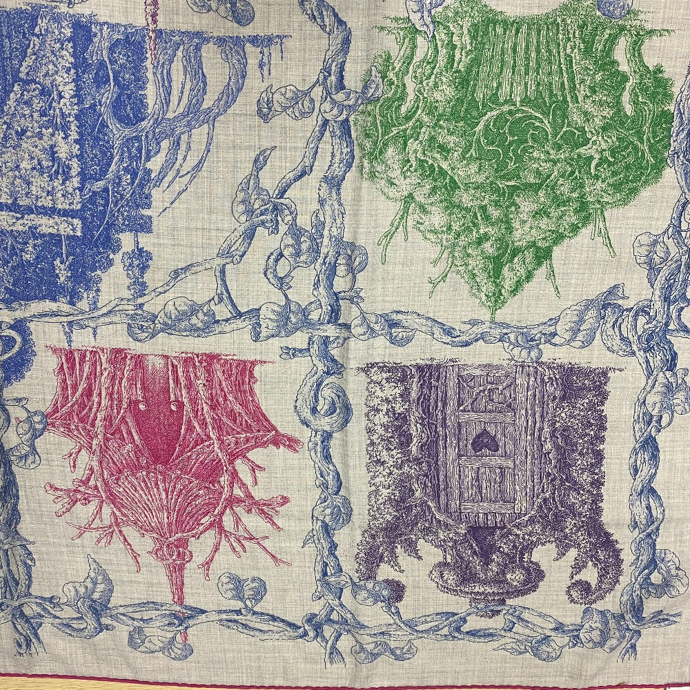 Hermes Scarf Cashmere, Silk Gray Caregean Les Cabanes Various Huts Women