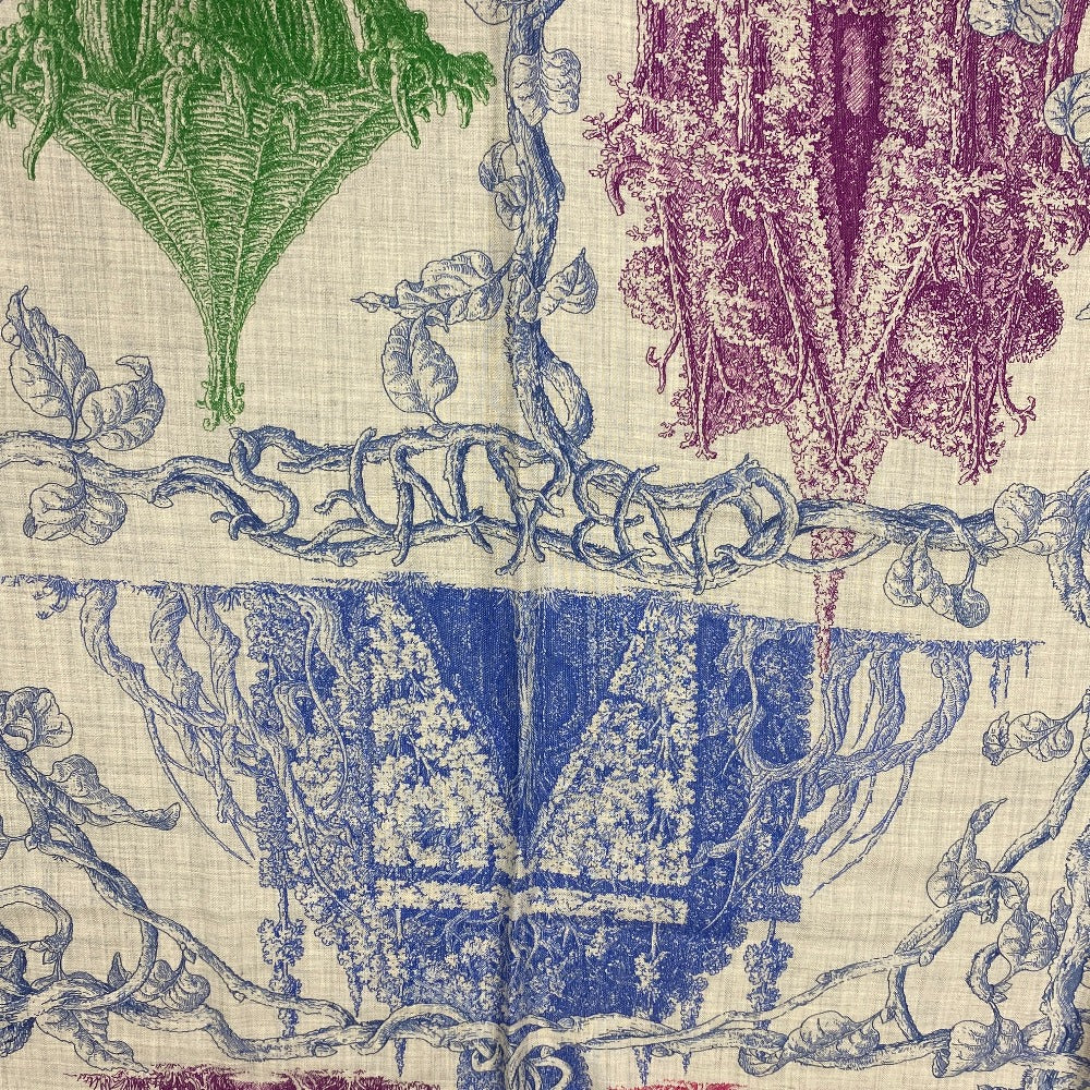 Hermes Scarf Cashmere, Silk Gray Caregean Les Cabanes Various Huts Women