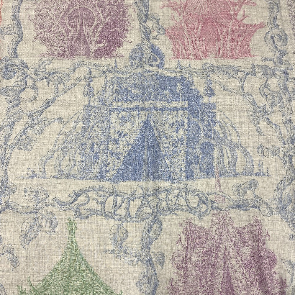 Hermes Scarf Cashmere, Silk Gray Caregean Les Cabanes Various Huts Women