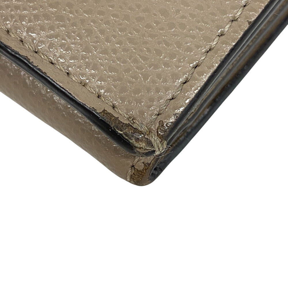Fendi Tri-Fold Wallet 8M0395 Leather Beige Compact Wallet Micro Women