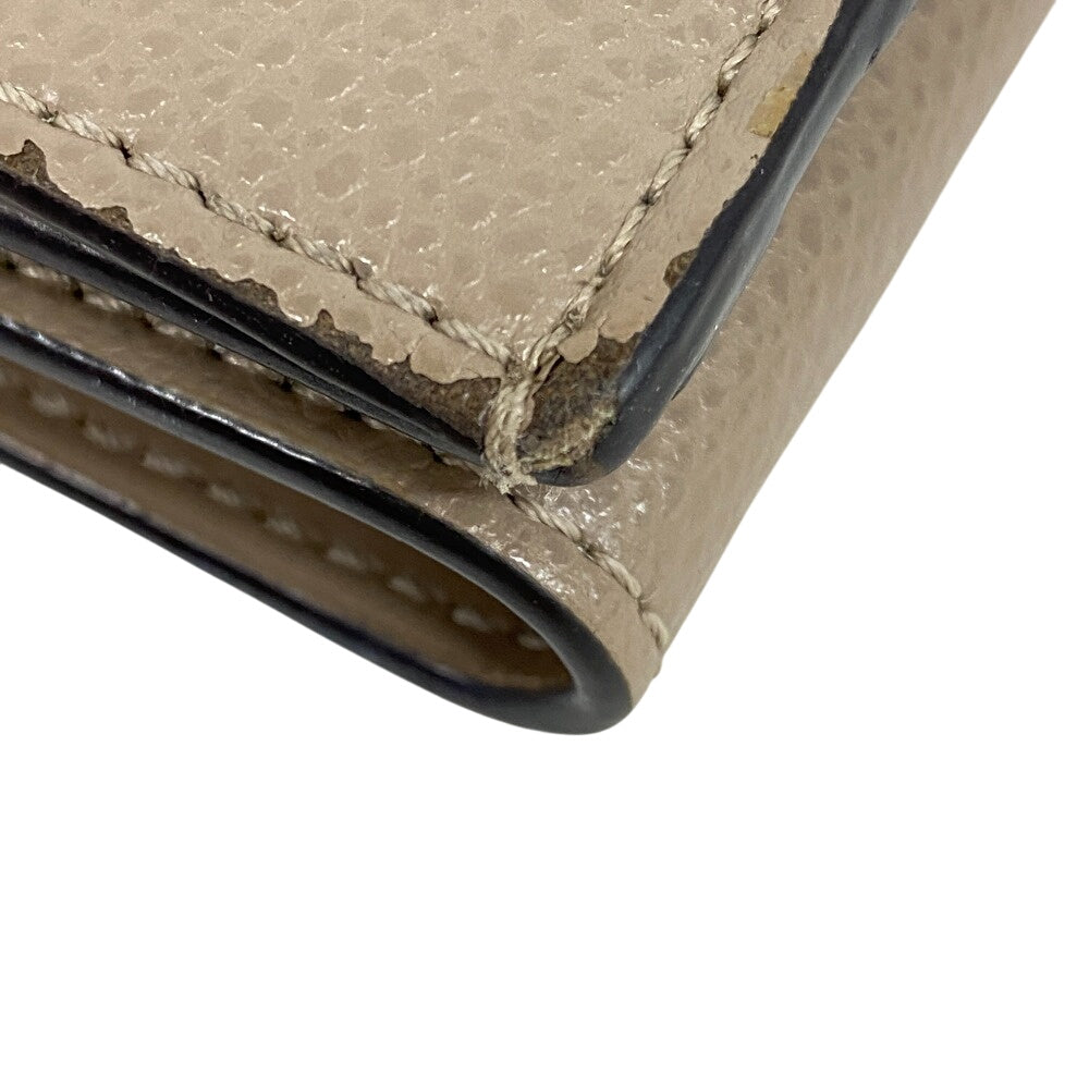 Fendi Tri-Fold Wallet 8M0395 Leather Beige Compact Wallet Micro Women