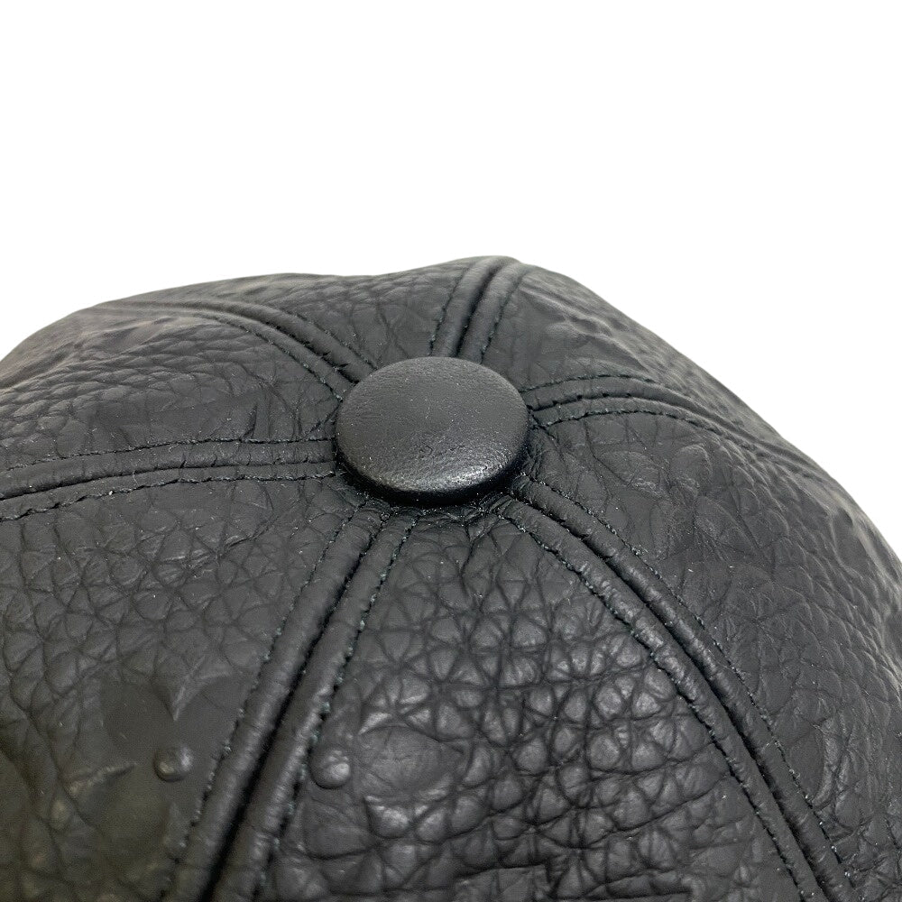 Louis Vuitton Cap Mp2605 Leather Black Leather Cap Monogram Newsboy Cap Mens