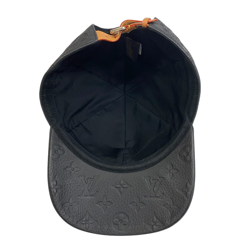 Louis Vuitton Cap Mp2605 Leather Black Leather Cap Monogram Newsboy Cap Mens