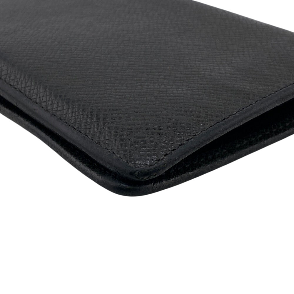 Louis Vuitton Long Wallet Purse Leather Black Taiga Ardwards Portefeuille Braza Mens