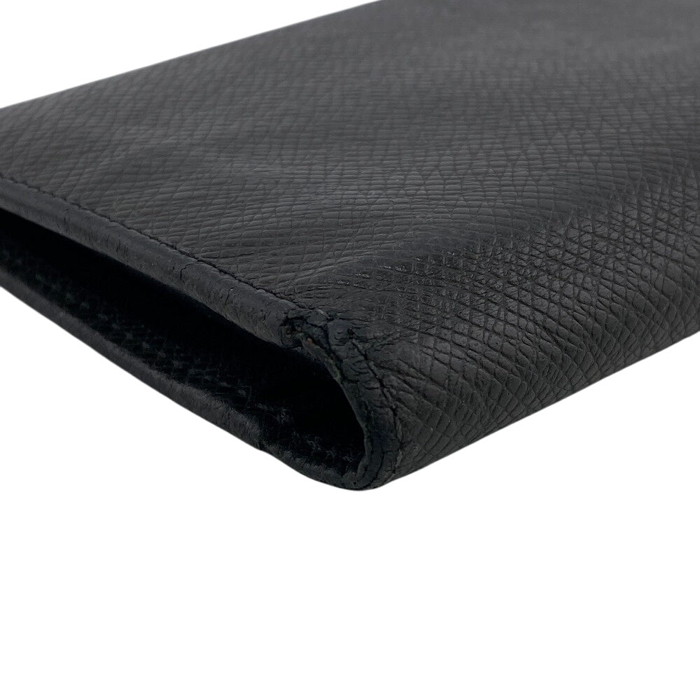 Louis Vuitton Long Wallet Purse Leather Black Taiga Ardwards Portefeuille Braza Mens