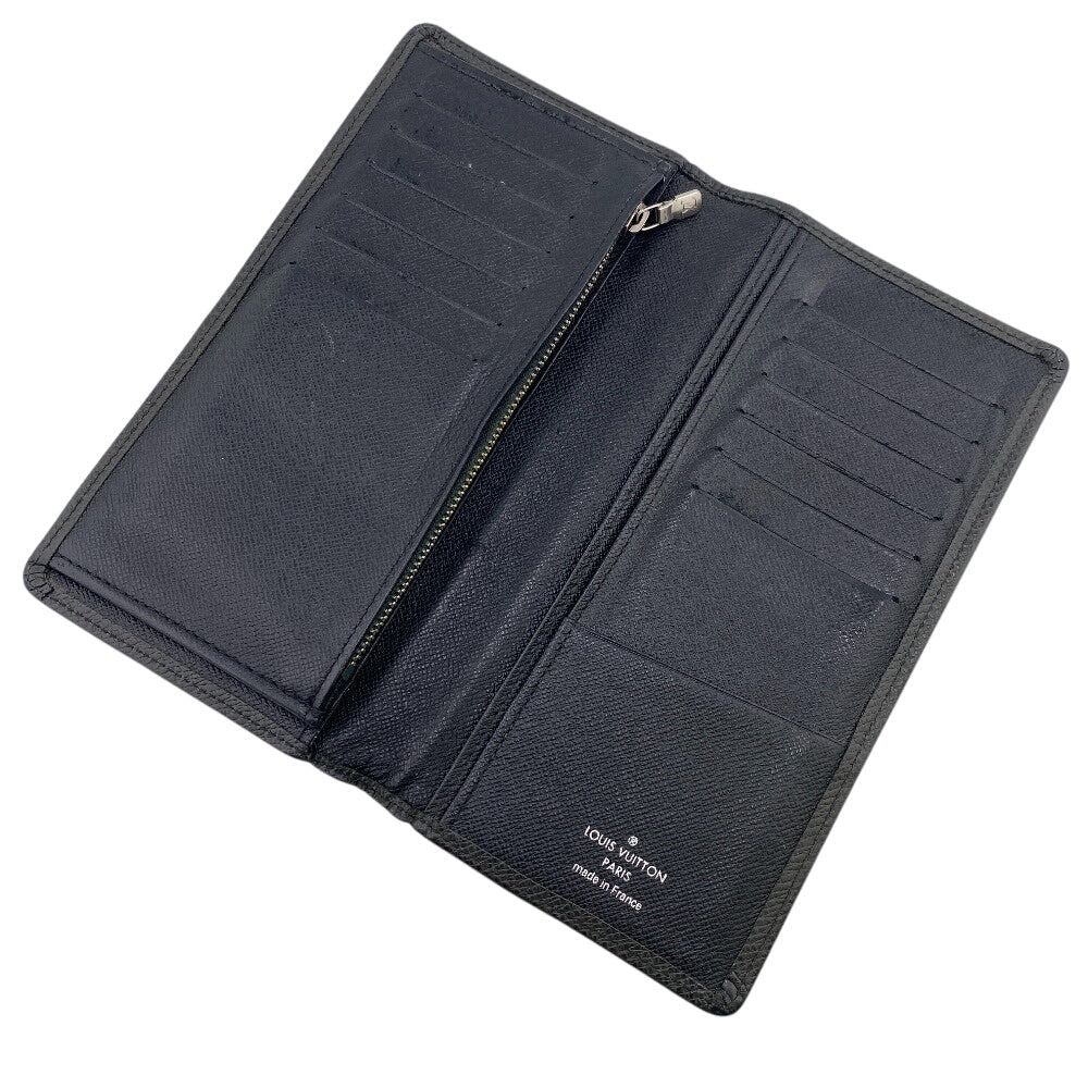 Louis Vuitton Long Wallet Purse Leather Black Taiga Ardwards Portefeuille Braza Mens