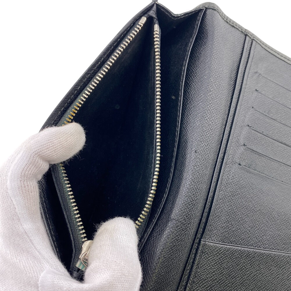 Louis Vuitton Long Wallet Purse Leather Black Taiga Ardwards Portefeuille Braza Mens