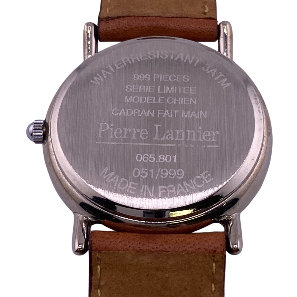 Pierre Lannier. Watches Quartz 065.801 Leather Brown 3 Needles Limited To 999 Dog Navy Silver Dial