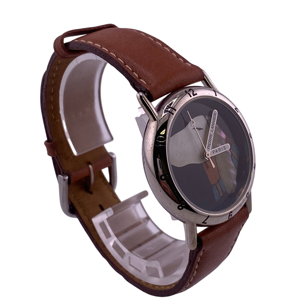 Pierre Lannier. Watches Quartz 065.801 Leather Brown 3 Needles Limited To 999 Dog Navy Silver Dial