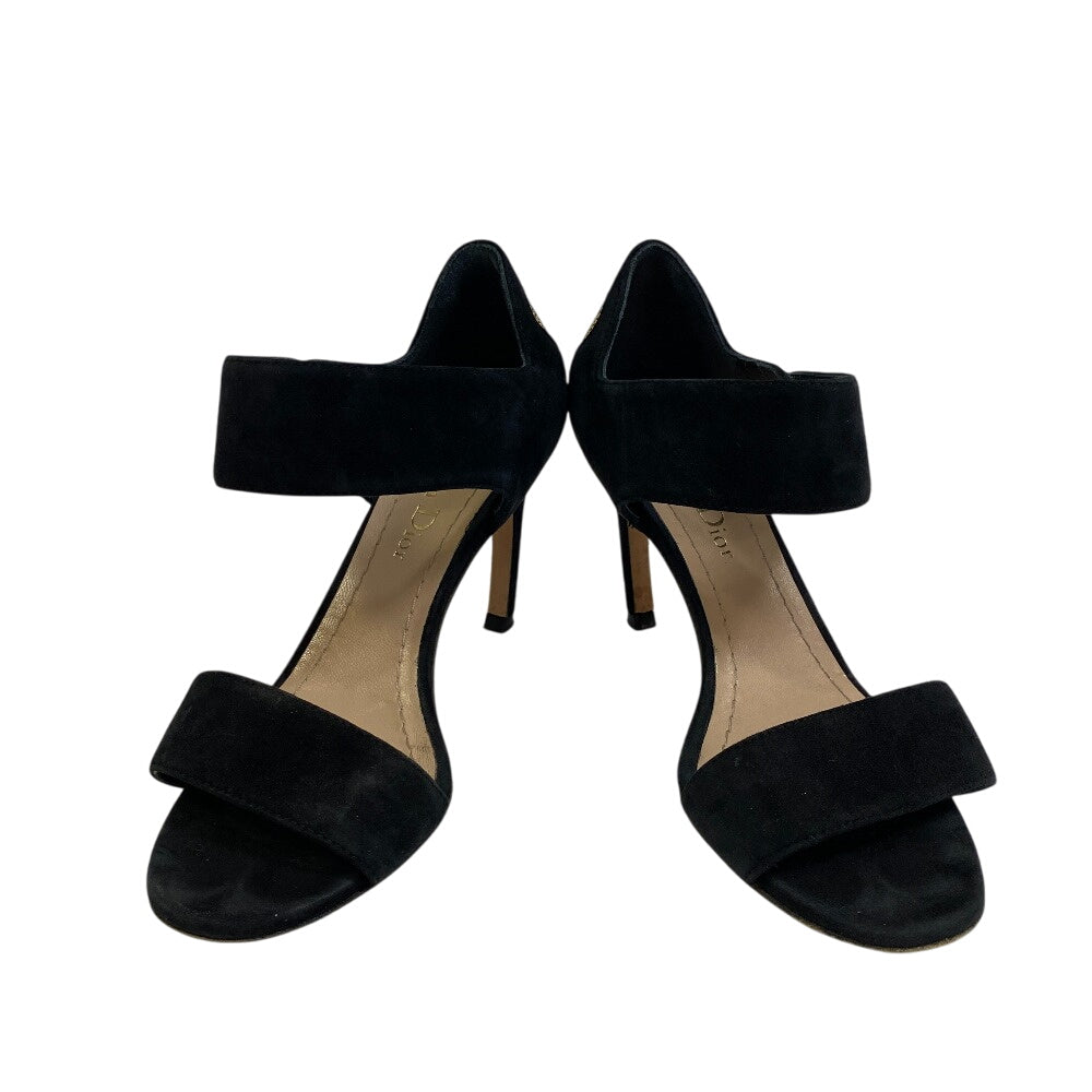 Dior Pumps Calfskin, Suede Black Suede Velvet Rhinestone Heart Studs Women 34D
