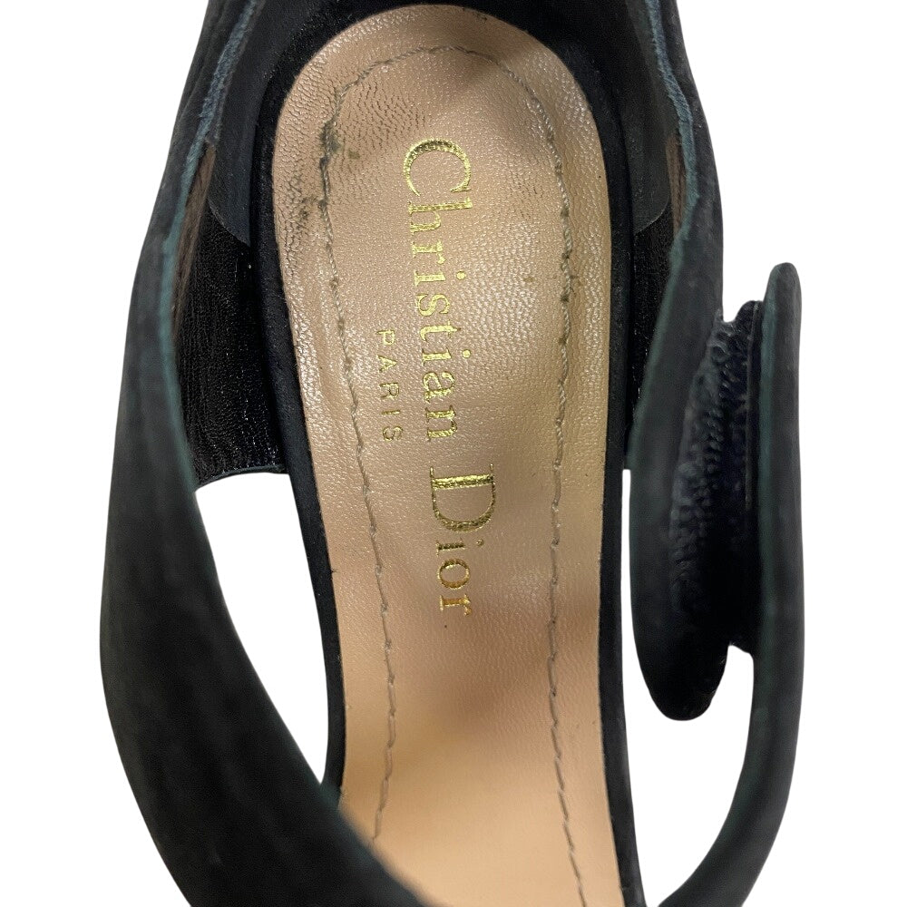 Dior Pumps Calfskin, Suede Black Suede Velvet Rhinestone Heart Studs Women 34D