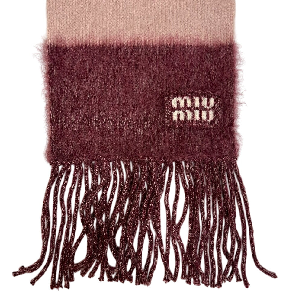 Miumiu Scarf 5Fs094 Mohair, Wool Pink Fringe