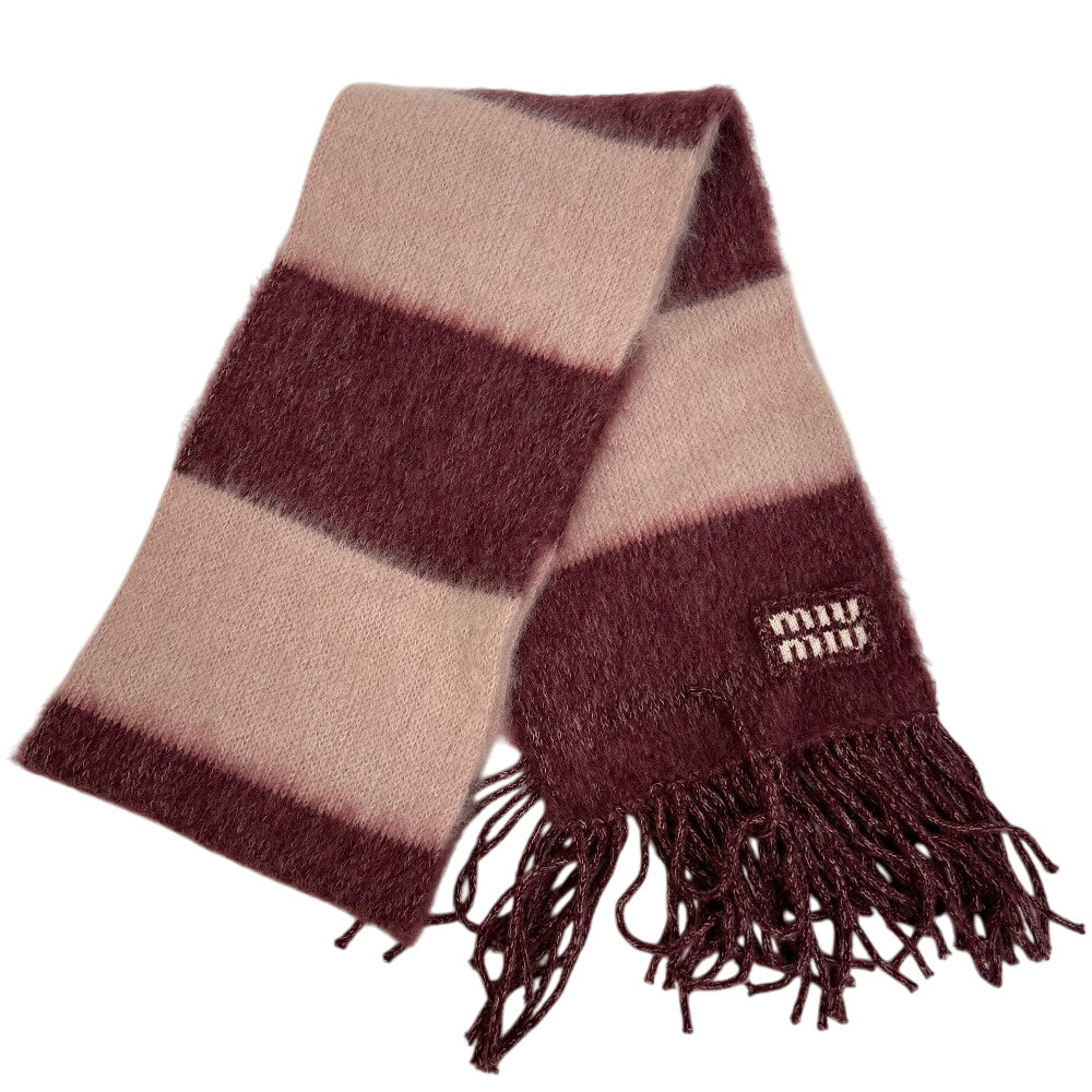 Miumiu Scarf 5Fs094 Mohair, Wool Pink Fringe