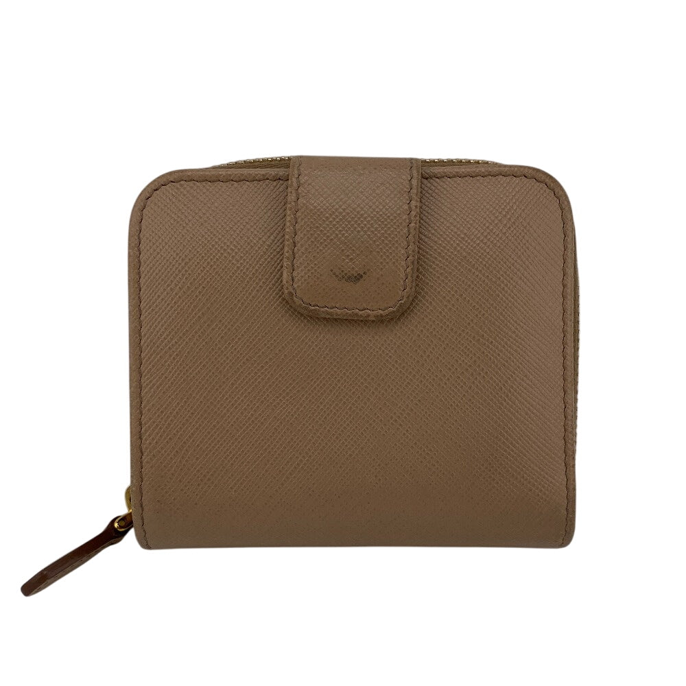 Prada Bifold Wallet 1Ml522 Leather Beige Compact Wallet Safiano Women
