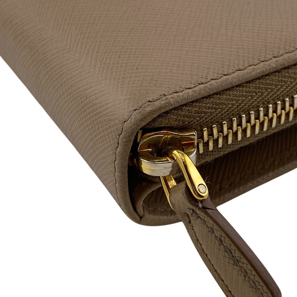 Prada Bifold Wallet 1Ml522 Leather Beige Compact Wallet Safiano Women