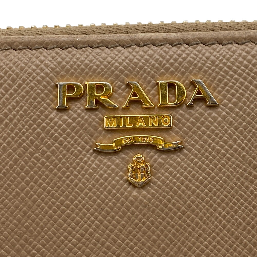 Prada Bifold Wallet 1Ml522 Leather Beige Compact Wallet Safiano Women