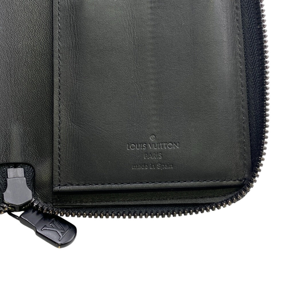 Louis Vuitton Long Wallet Purse M62902 Leather Black Monogram Shadow Zippy Wallet Vertical