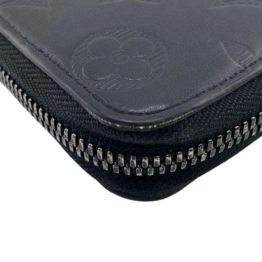 Louis Vuitton Long Wallet Purse M62902 Leather Black Monogram Shadow Zippy Wallet Vertical