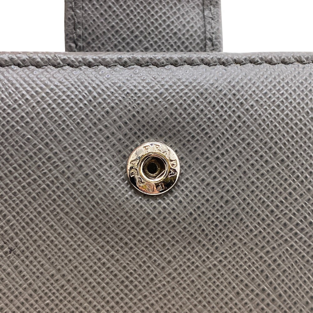 Prada Bifold Wallet 23O A Leather Gray Compact Wallet With Flap Safiano Women