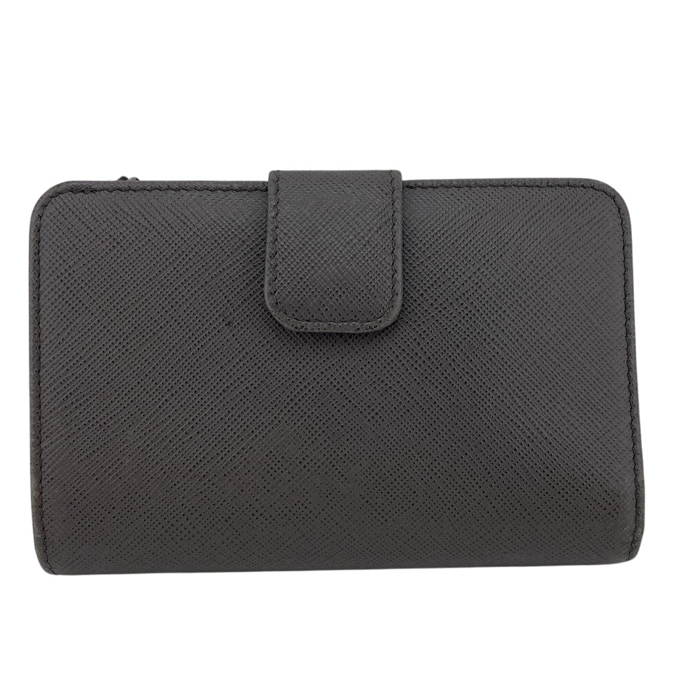 Prada Bifold Wallet 23O A Leather Gray Compact Wallet With Flap Safiano Women