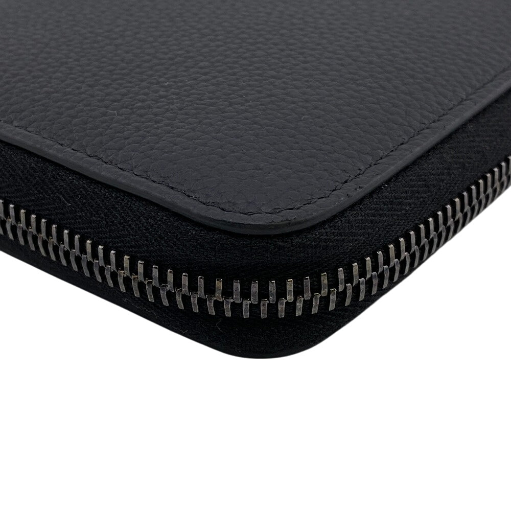 Dior Long Wallet Purse Leather Black Zip Around Cd Logo Women(Unisex)