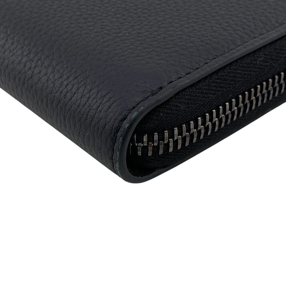 Dior Long Wallet Purse Leather Black Zip Around Cd Logo Women(Unisex)