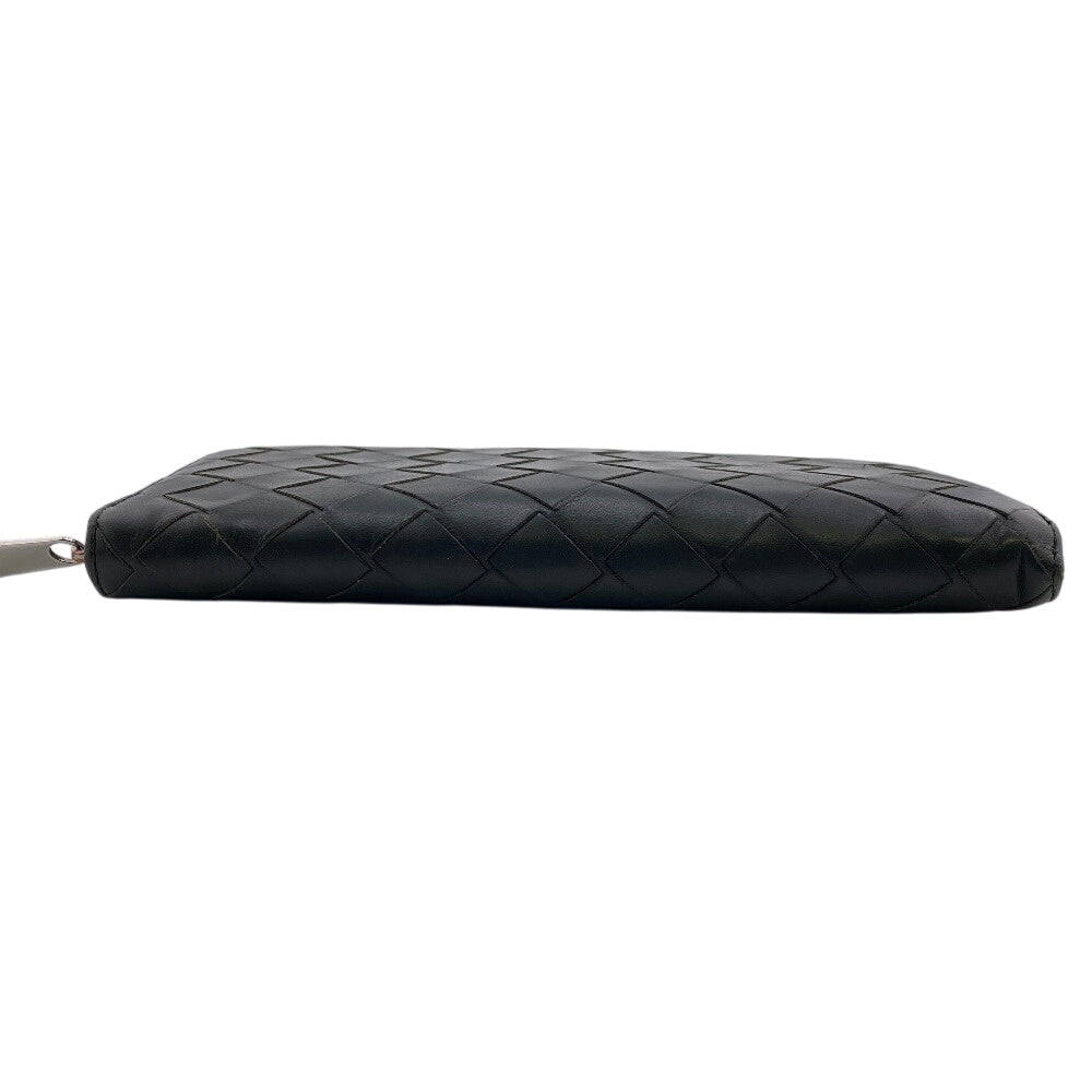 Bottegaveneta Long Wallet Purse Leather Khaki Zip Around Maxi Intrecciato Women(Unisex)